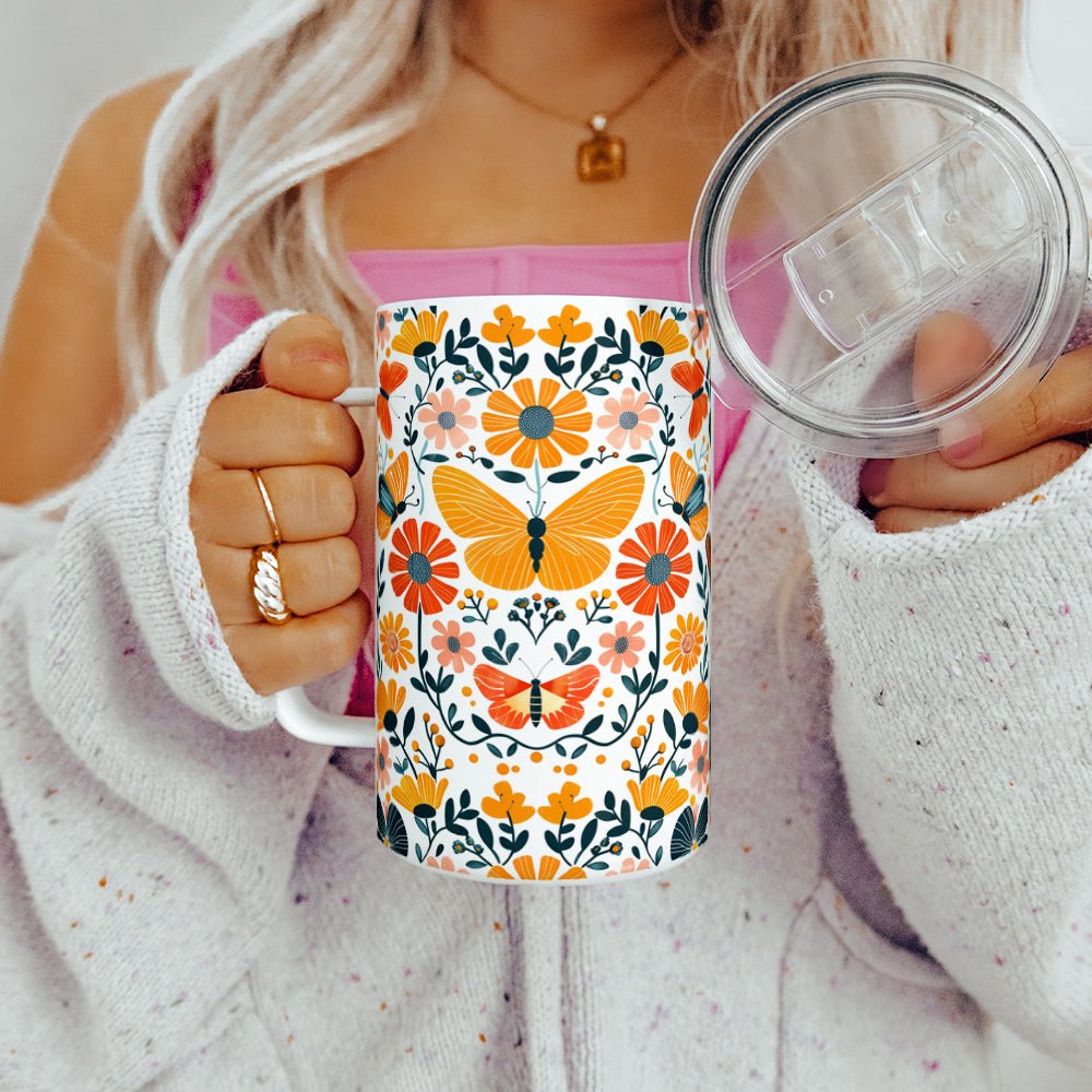 Floral Butterfly Insulated Travel Mug - Loftipop