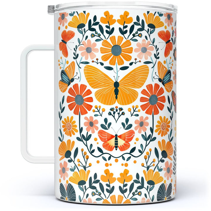 Floral Butterfly Insulated Travel Mug - Loftipop