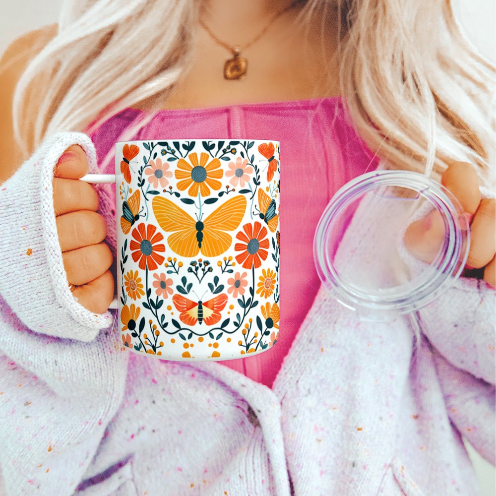 Floral Butterfly Insulated Travel Mug - Loftipop