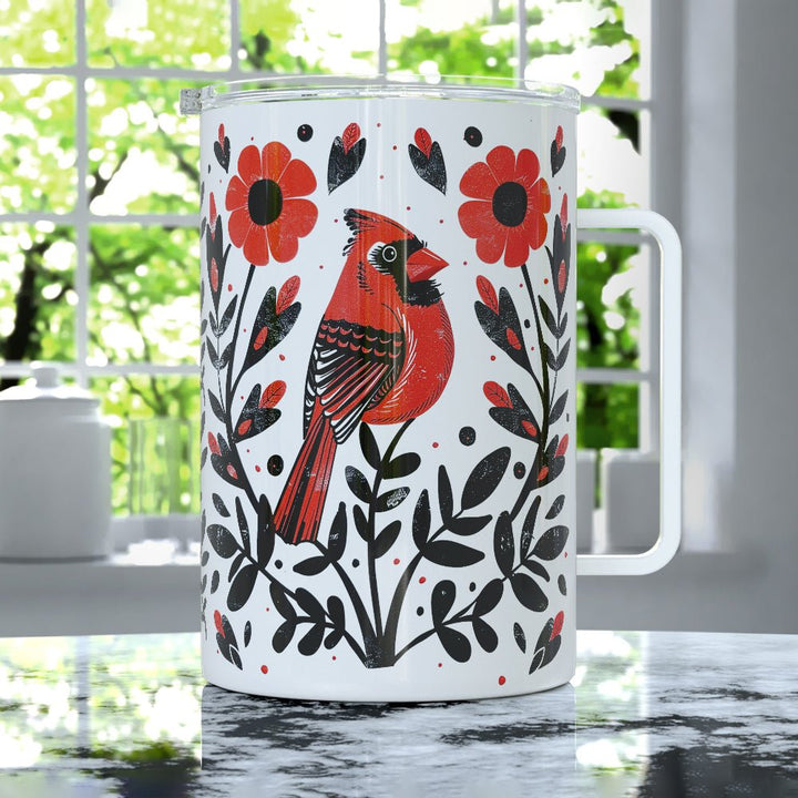 Floral Cardinal Insulated Travel Mug - Loftipop