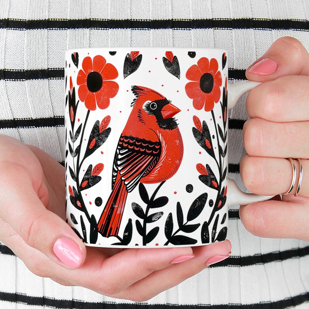 Floral Cardinal Mug - Loftipop