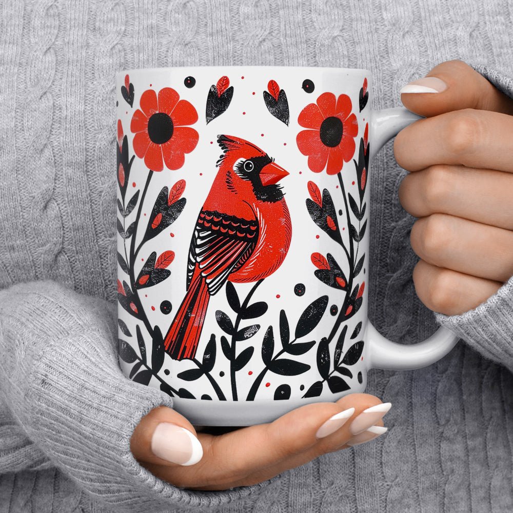 Floral Cardinal Mug - Loftipop