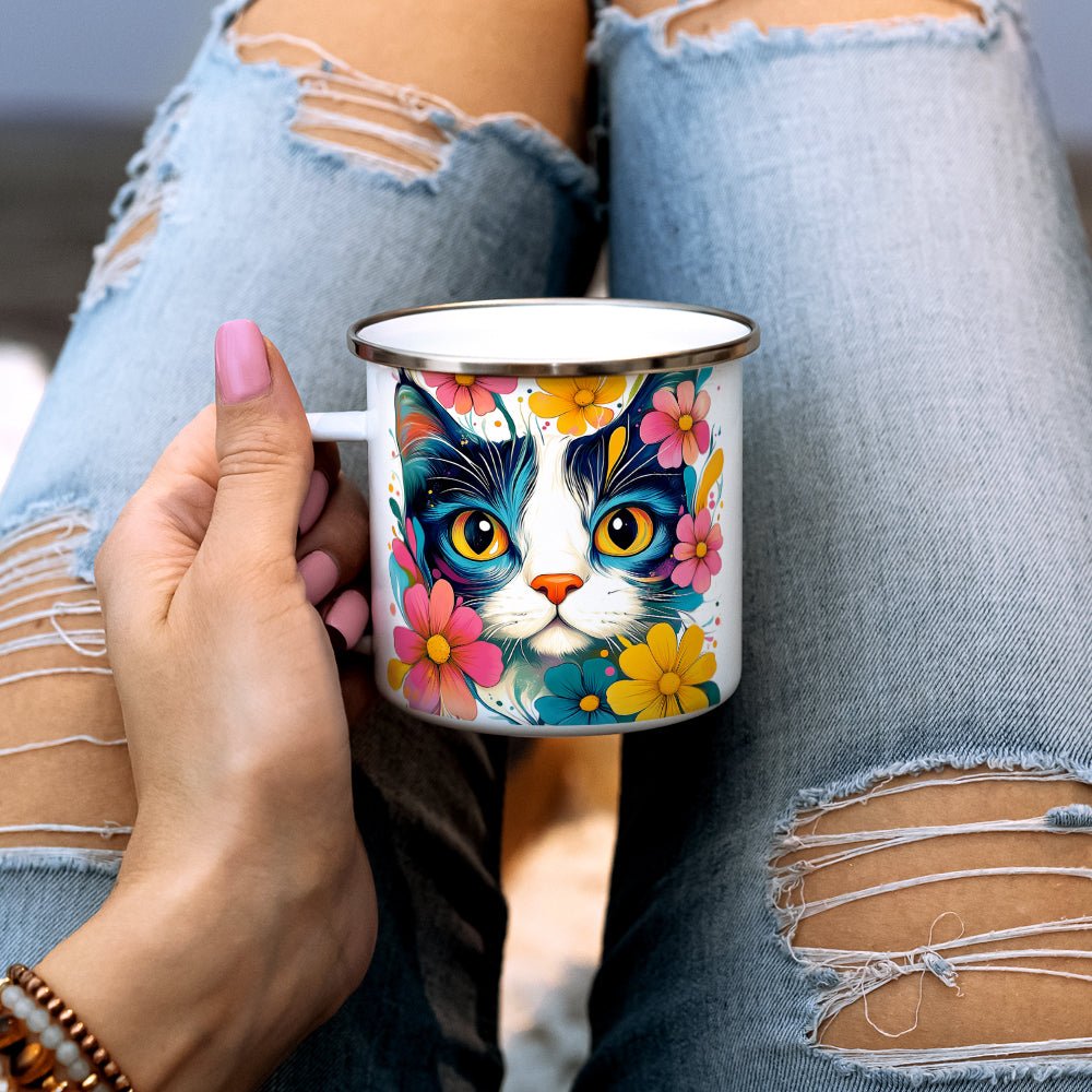 Floral Cat Camp Mug - Loftipop