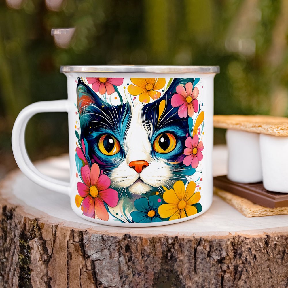 Floral Cat Camp Mug - Loftipop