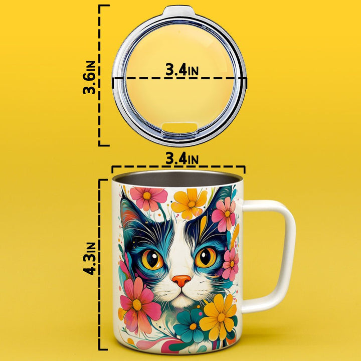 Floral Cat Insulated Travel Mug - Loftipop