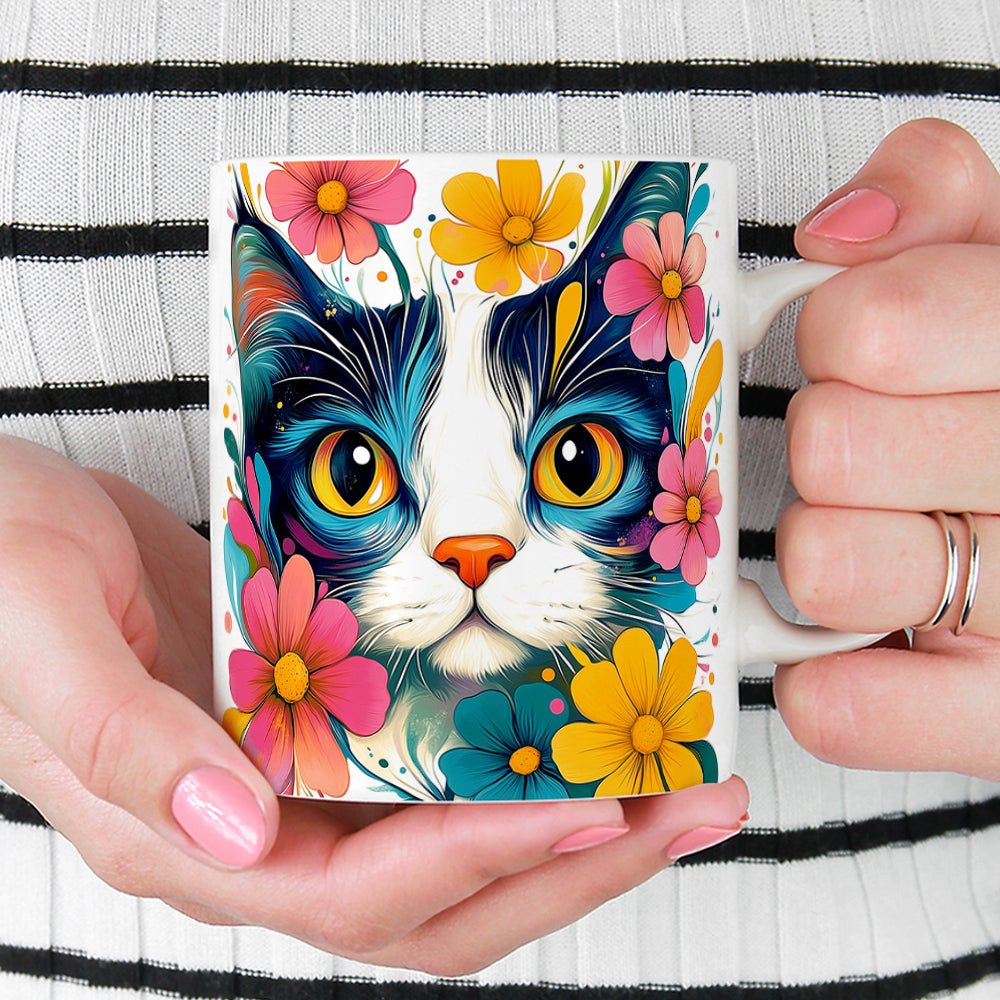 Floral Cat Mug - Loftipop