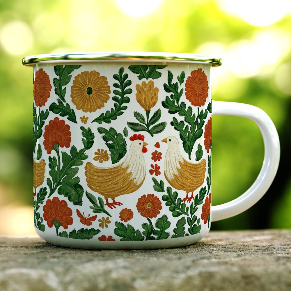 Floral Chicken Camp Mug - Loftipop