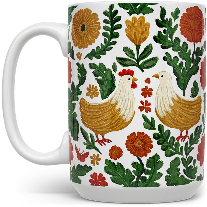 Floral Chicken Mug - Loftipop