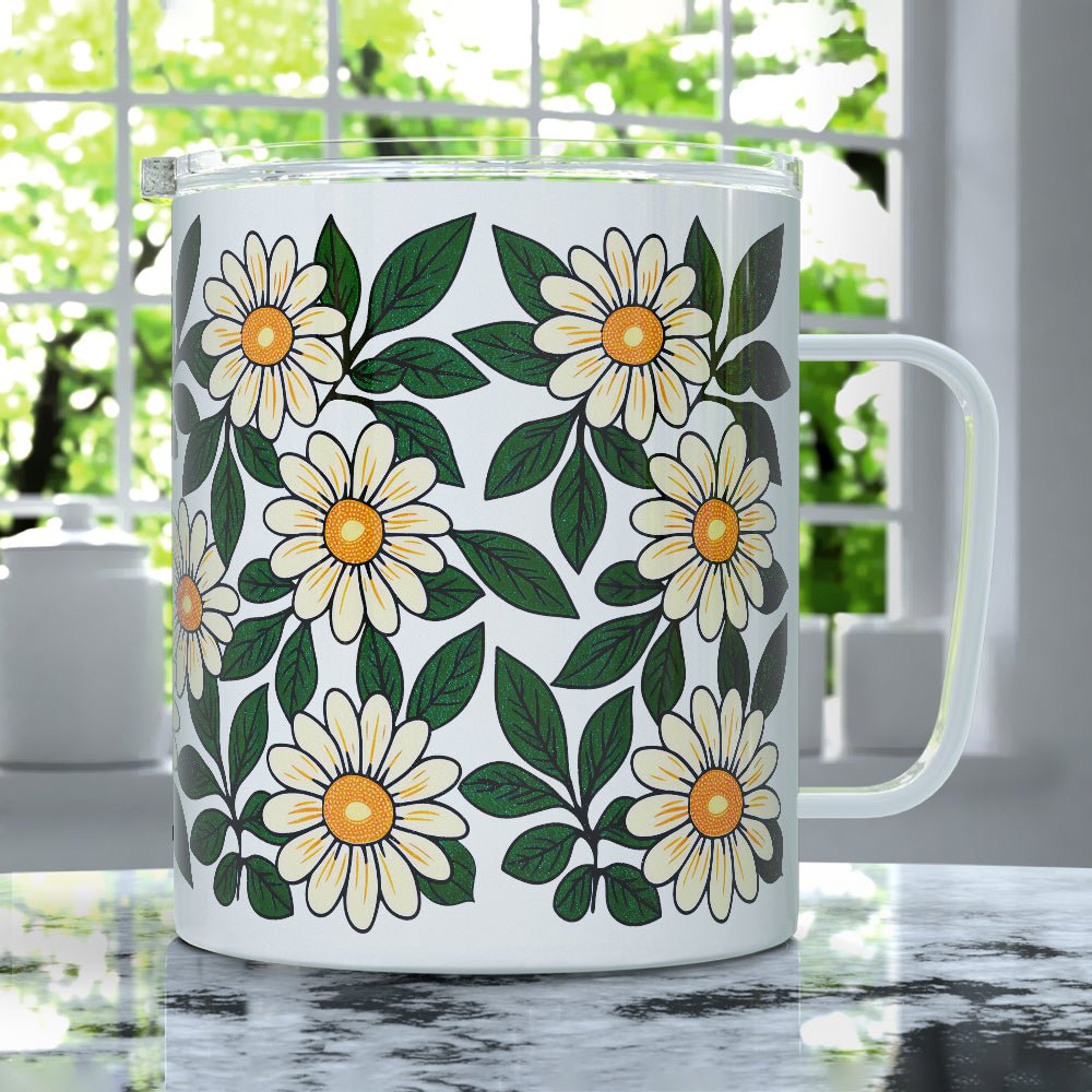 Floral Daisy Insulated Travel Mug - Loftipop