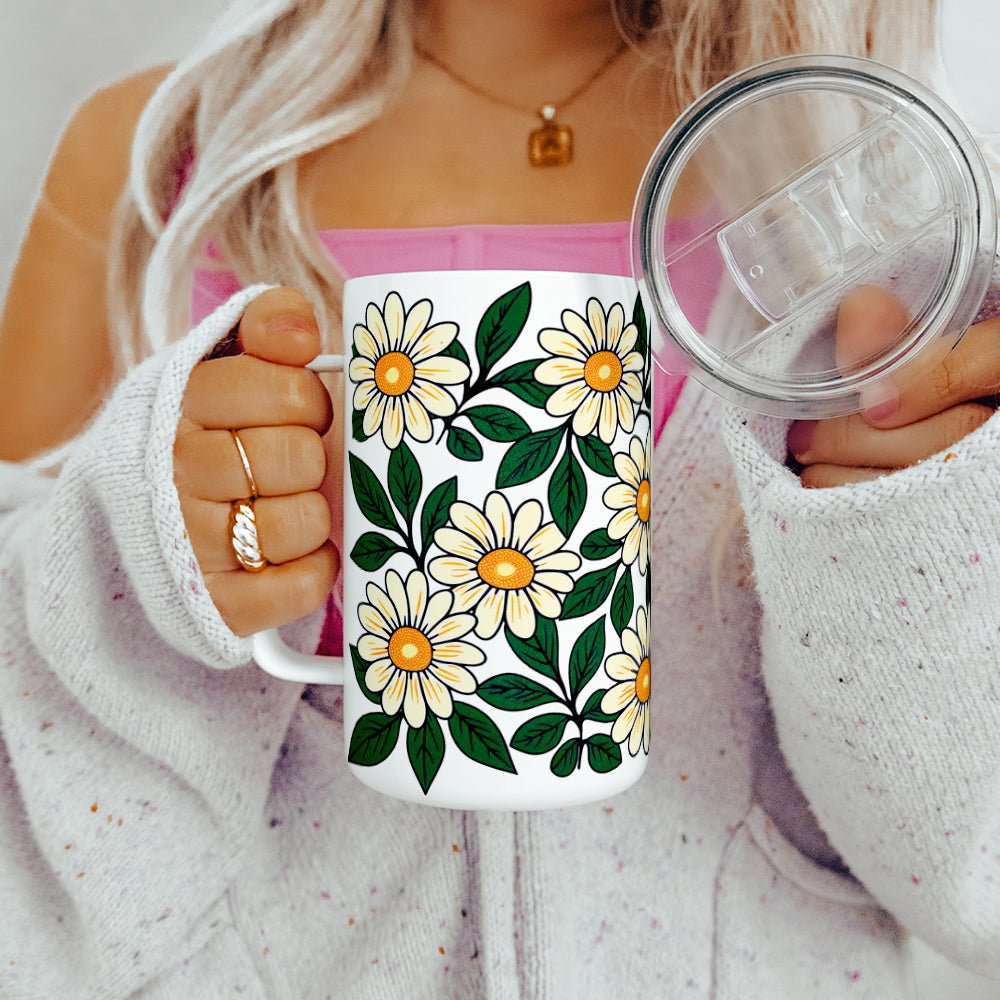 Floral Daisy Insulated Travel Mug - Loftipop