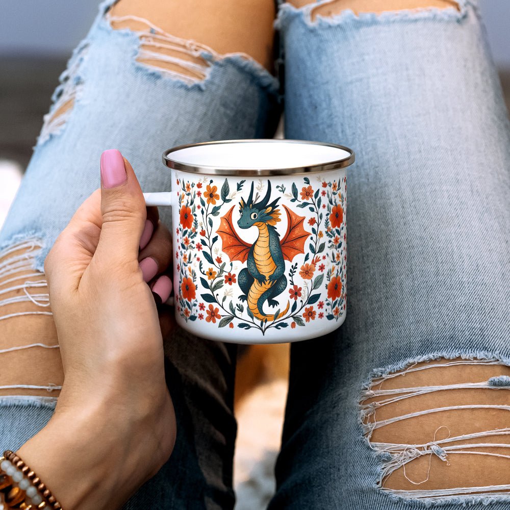 Floral Dragon Camp Mug - Loftipop