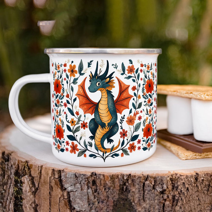 Floral Dragon Camp Mug - Loftipop