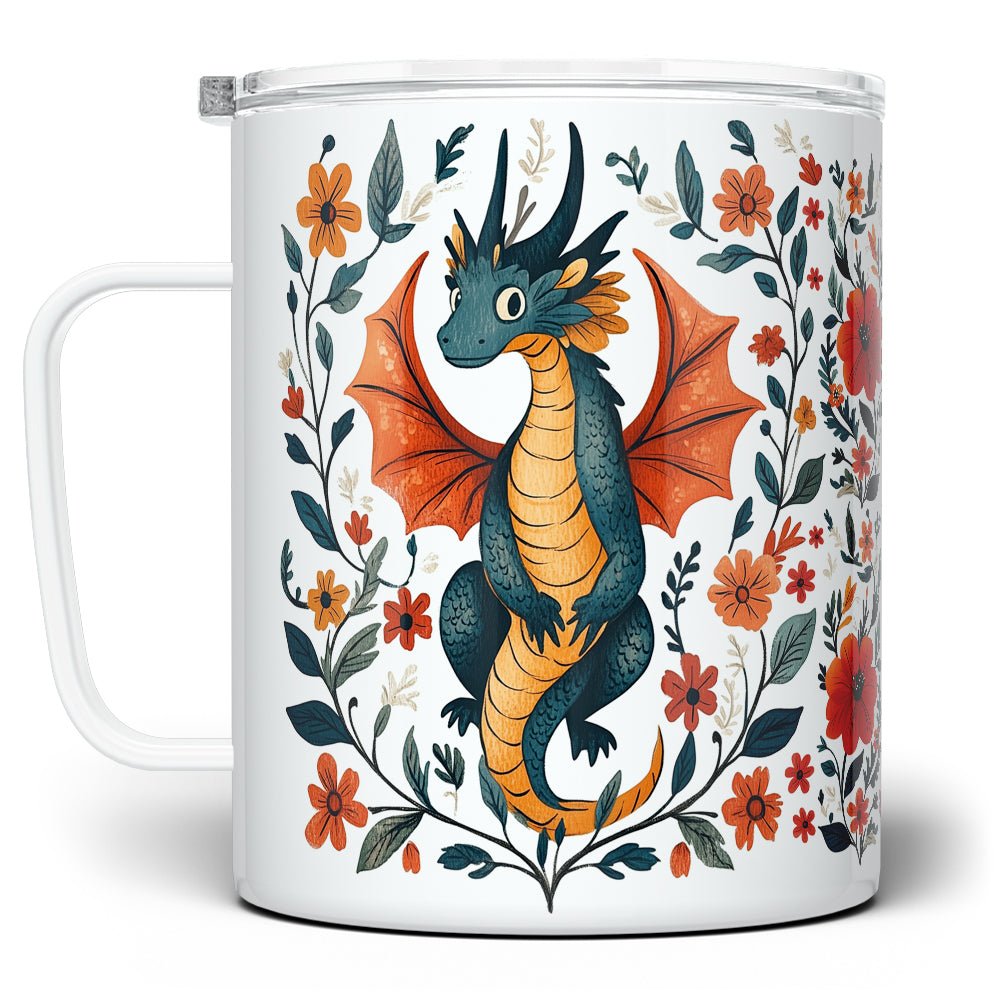 Floral Dragon Insulated Travel Mug - Loftipop