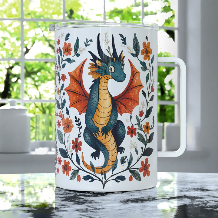 Floral Dragon Insulated Travel Mug - Loftipop