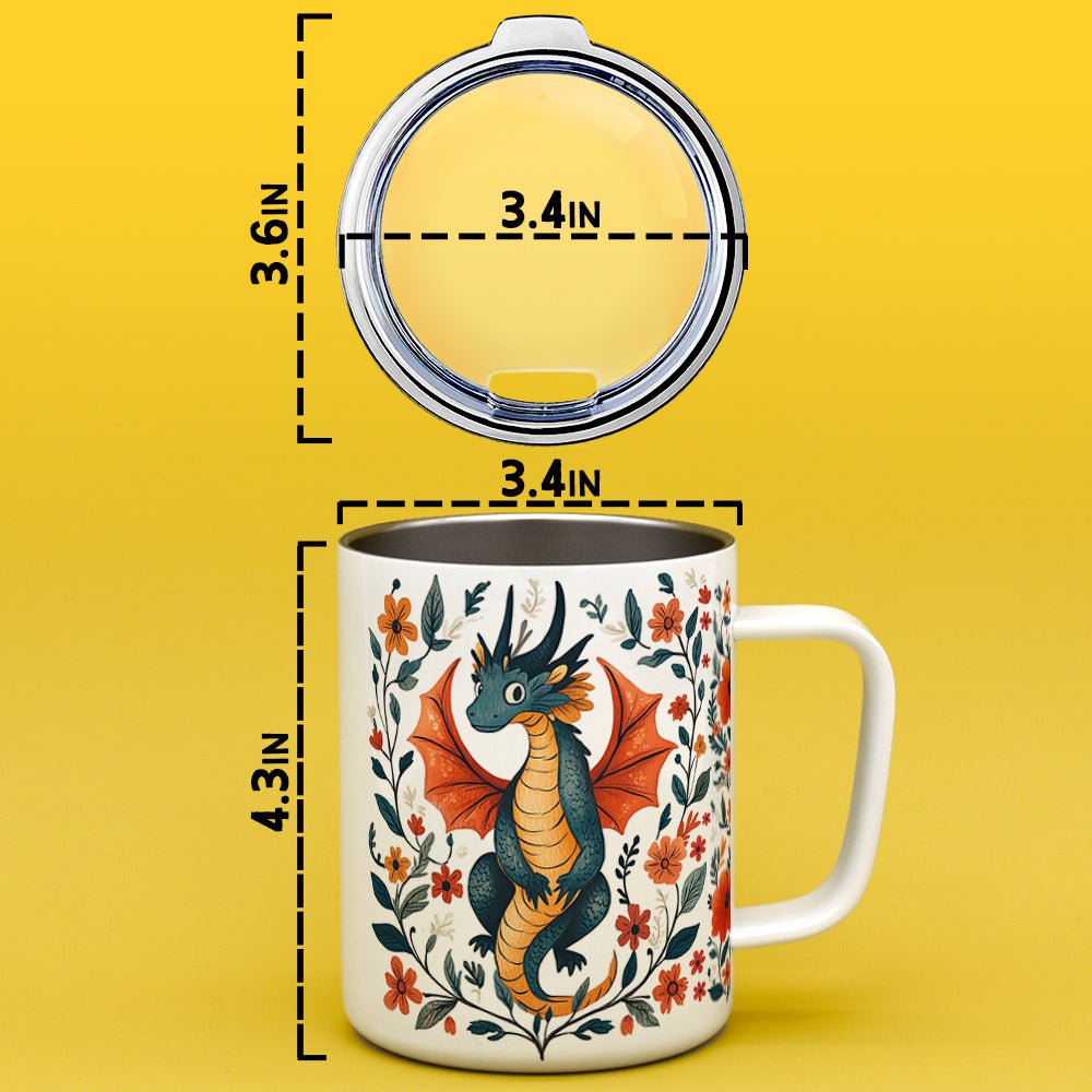 Floral Dragon Insulated Travel Mug - Loftipop