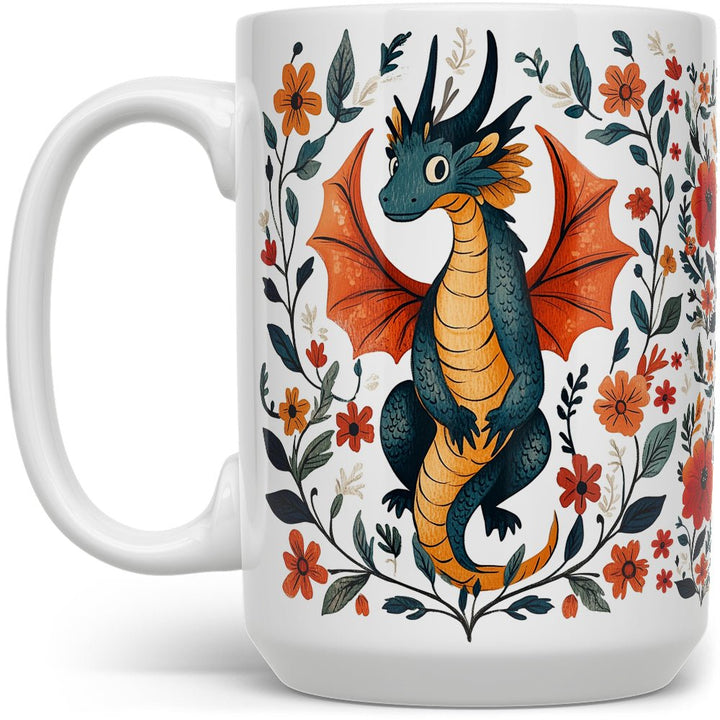 Floral Dragon Mug - Loftipop