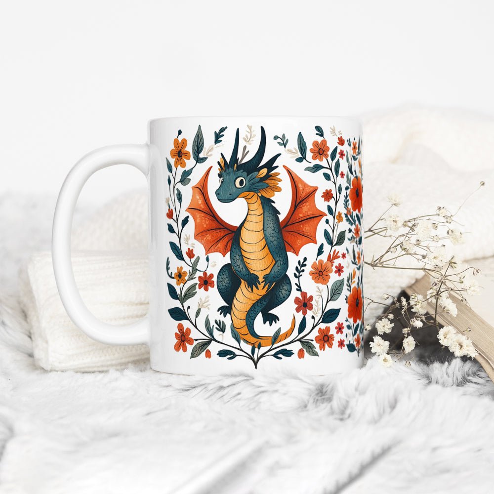 Floral Dragon Mug - Loftipop