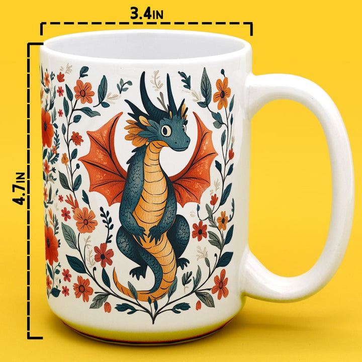 Floral Dragon Mug - Loftipop