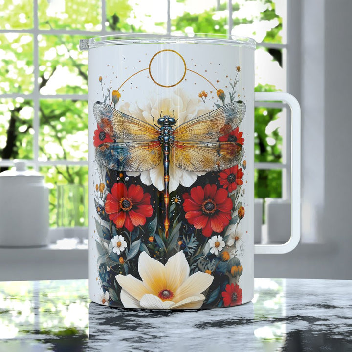 Floral Dragonfly Insulated Travel Mug - Loftipop