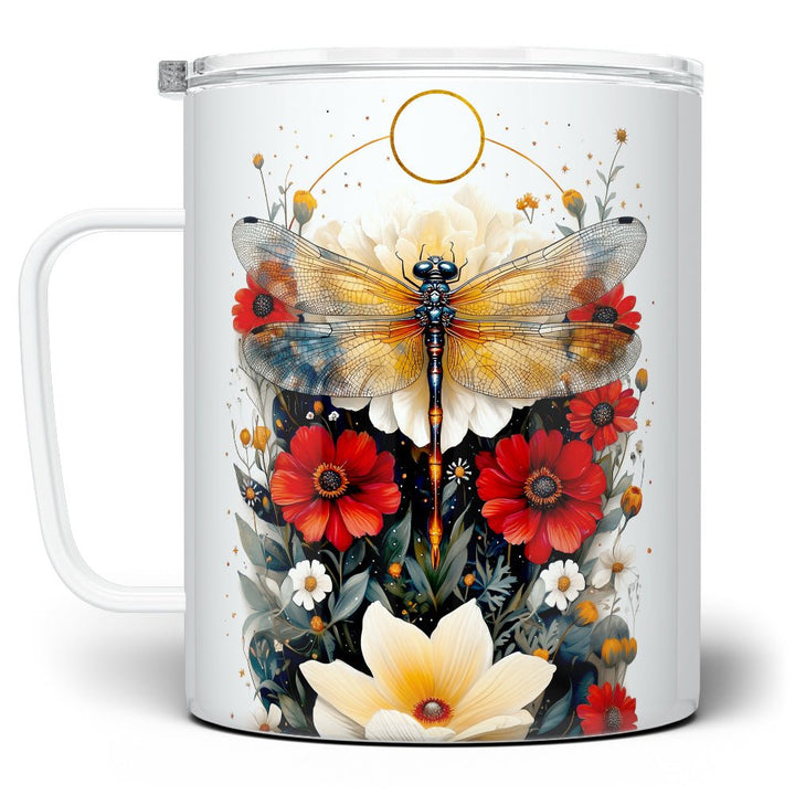 Floral Dragonfly Insulated Travel Mug - Loftipop