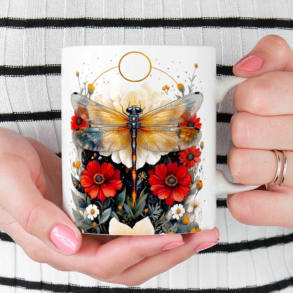 Floral Dragonfly Mug - Loftipop