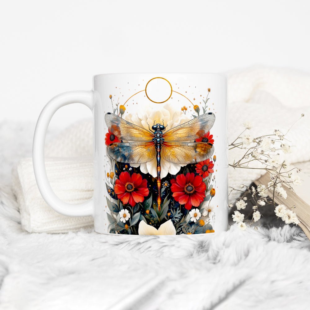 Floral Dragonfly Mug - Loftipop