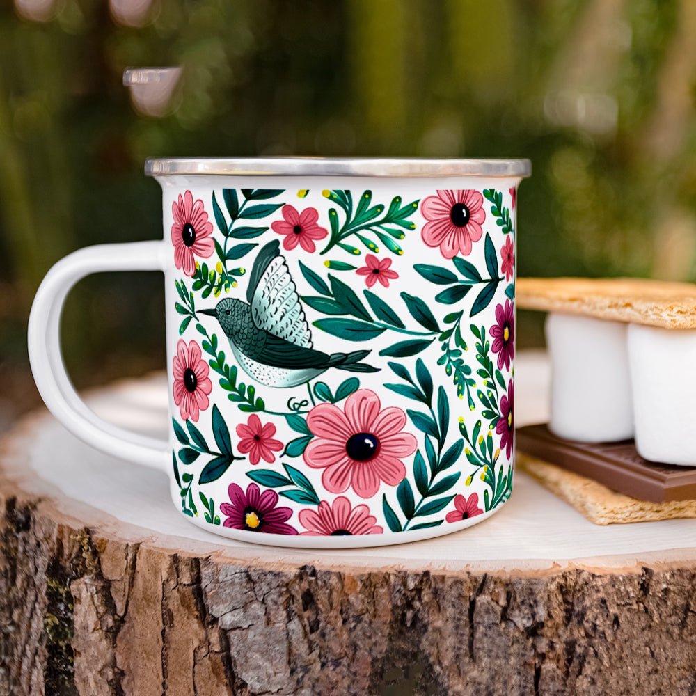 Floral Hummingbird Camp Mug - Loftipop