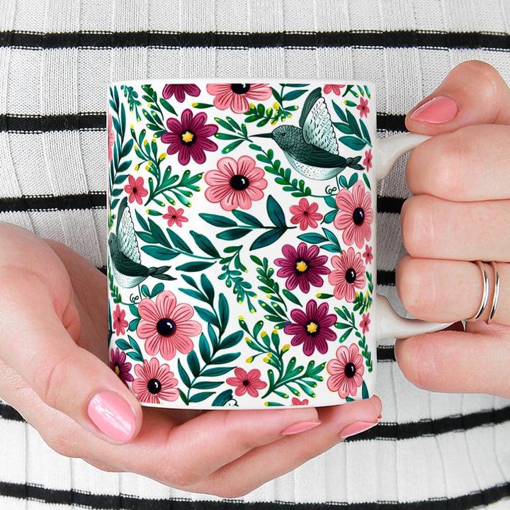 Floral Hummingbird Mug - Loftipop