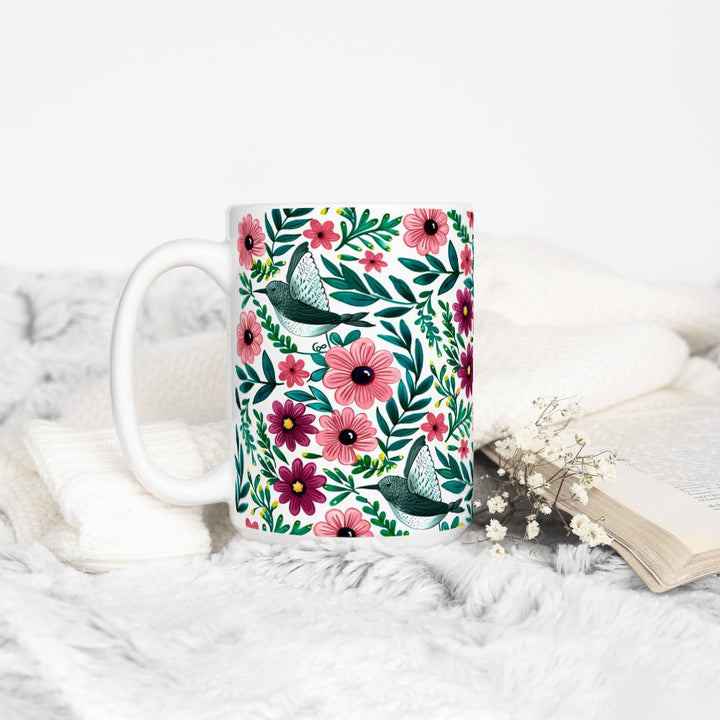 Floral Hummingbird Mug - Loftipop