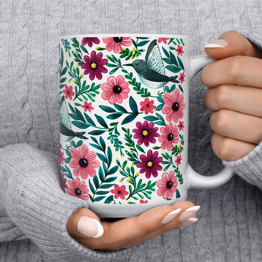 Floral Hummingbird Mug - Loftipop