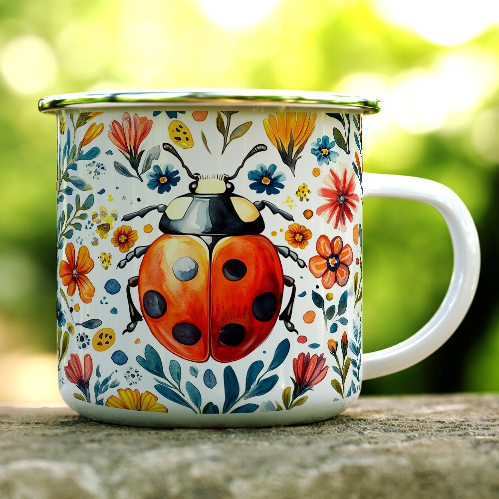 Floral Ladybug Camp Mug - Loftipop