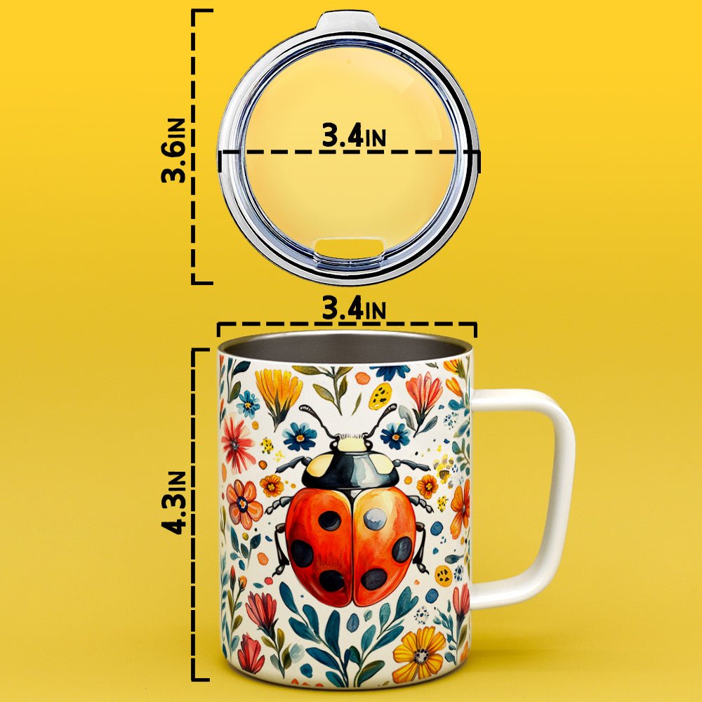 Floral Ladybug Insulated Travel Mug - Loftipop