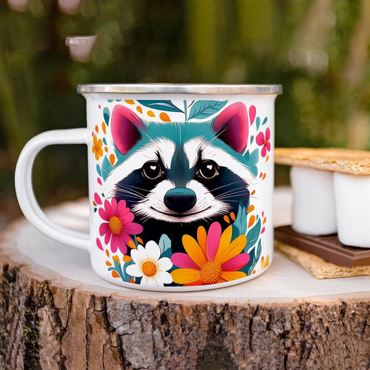 Floral Raccoon Camp Mug - Loftipop