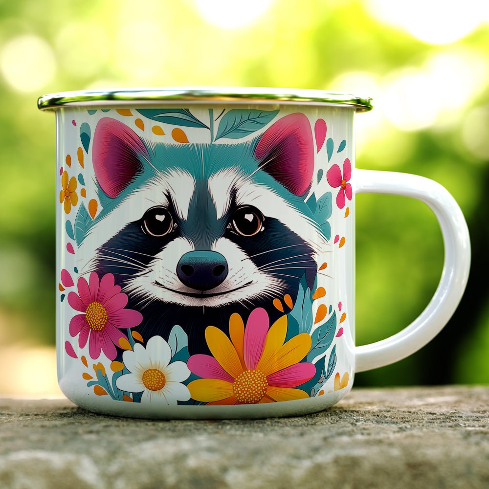 Floral Raccoon Camp Mug - Loftipop