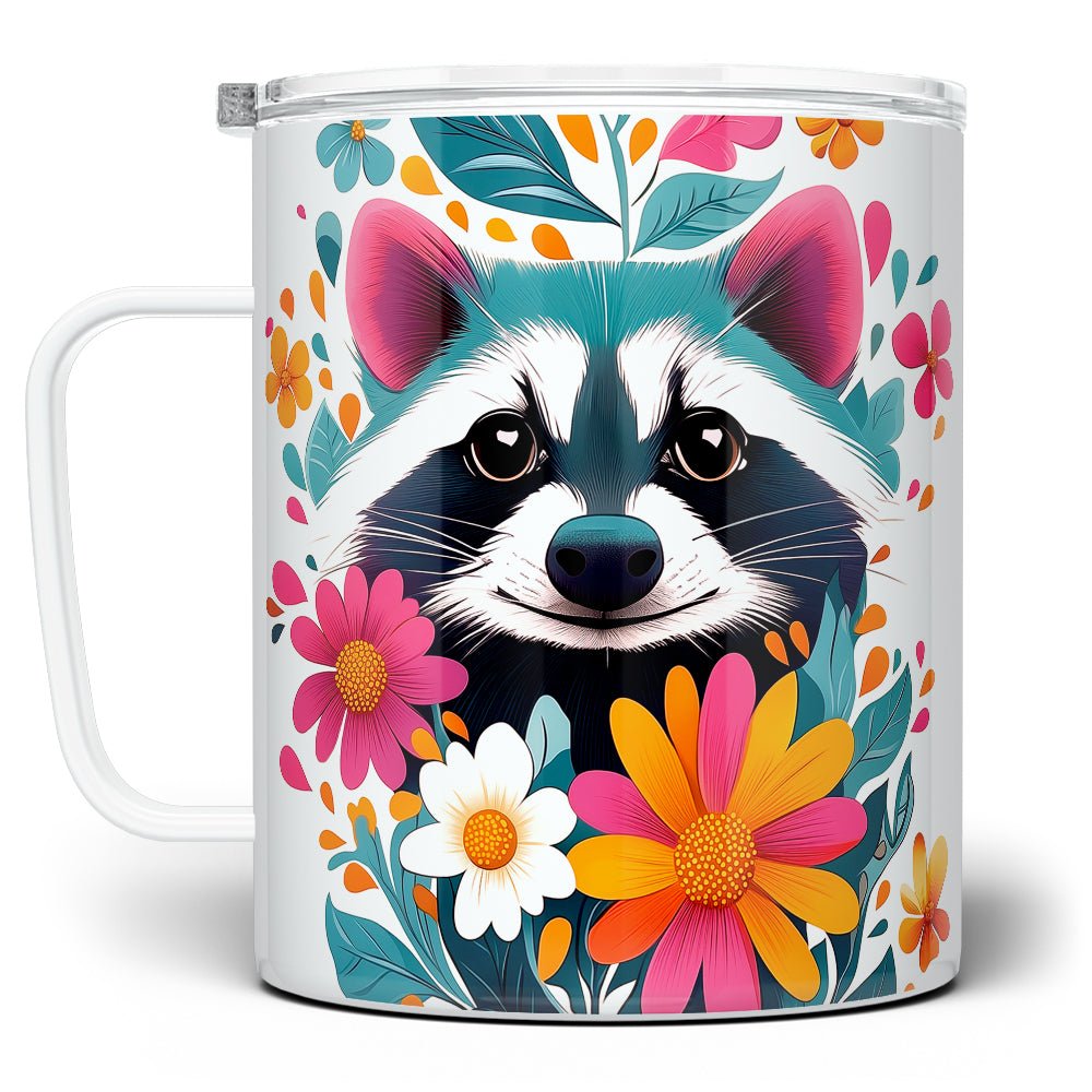 Floral Raccoon Insulated Travel Mug - Loftipop