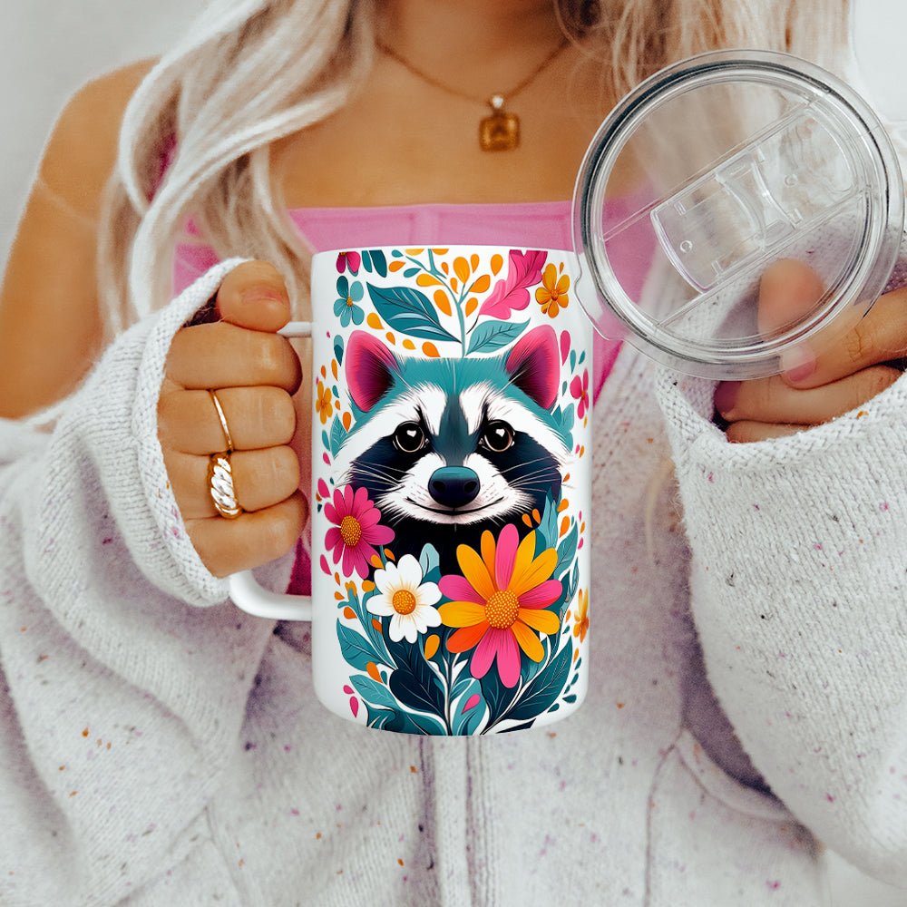 Floral Raccoon Insulated Travel Mug - Loftipop