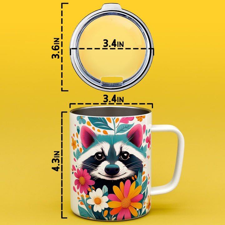 Floral Raccoon Insulated Travel Mug - Loftipop