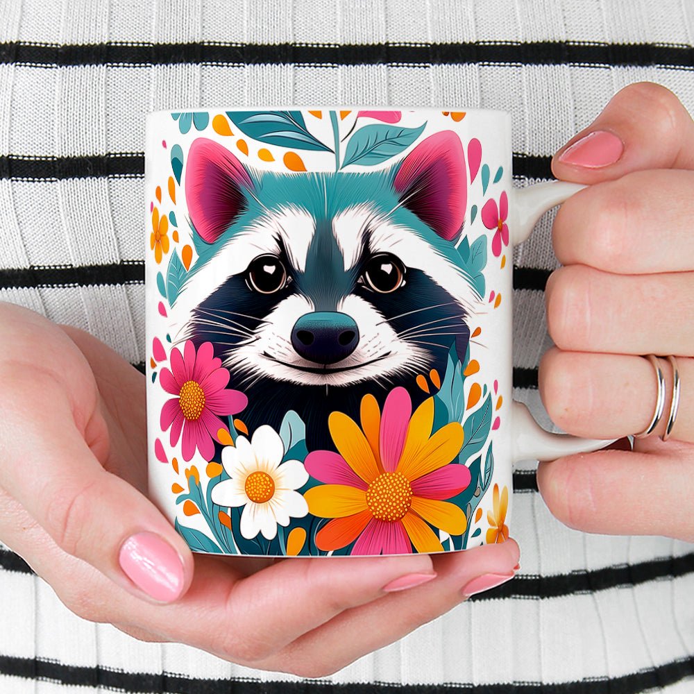 Floral Raccoon Mug - Loftipop