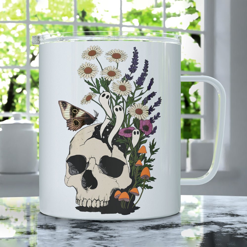 Floral Skull Insulated Travel Mug - Loftipop