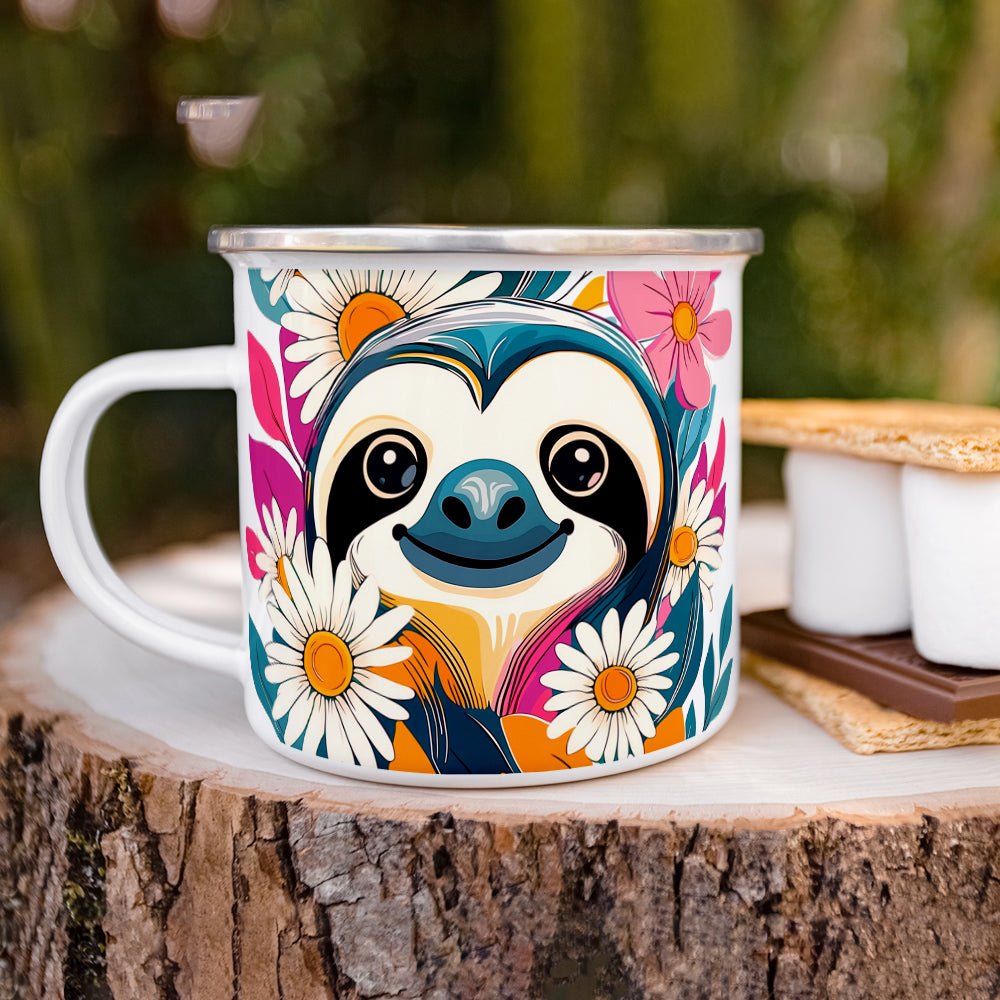 Floral Sloth Camp Mug - Loftipop