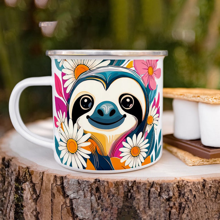 Floral Sloth Camp Mug - Loftipop
