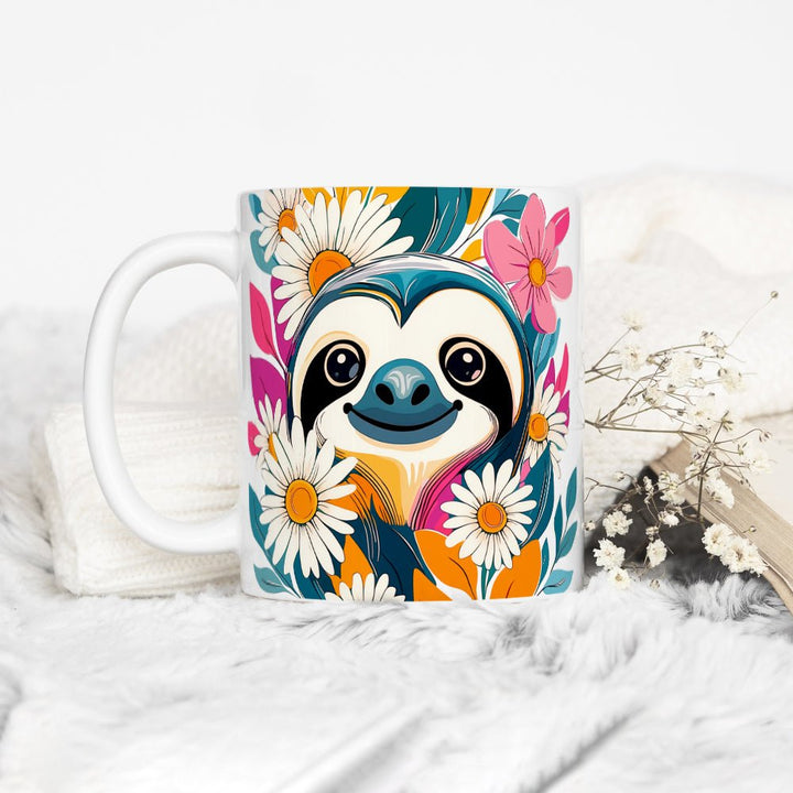 Floral Sloth Mug - Loftipop