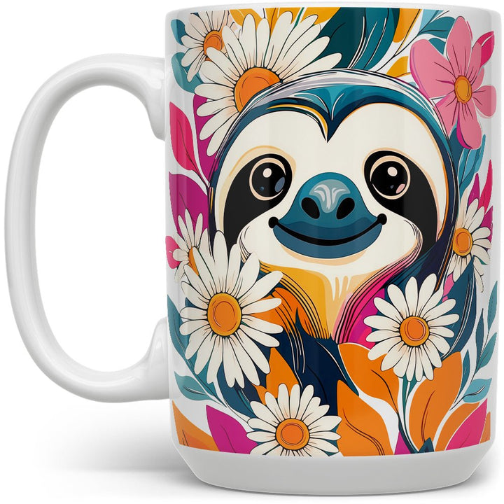 Floral Sloth Mug - Loftipop