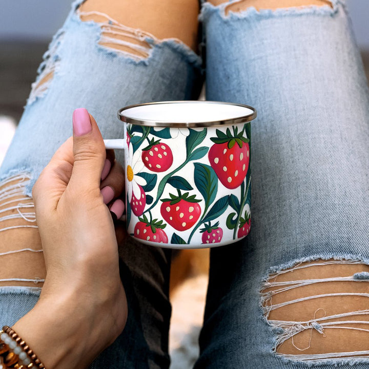 Floral Strawberry Camp Mug - Loftipop