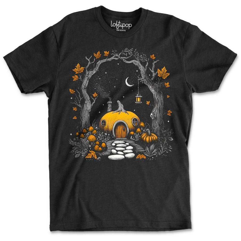 Forest Pumpkin House Crewneck T-Shirt - Loftipop