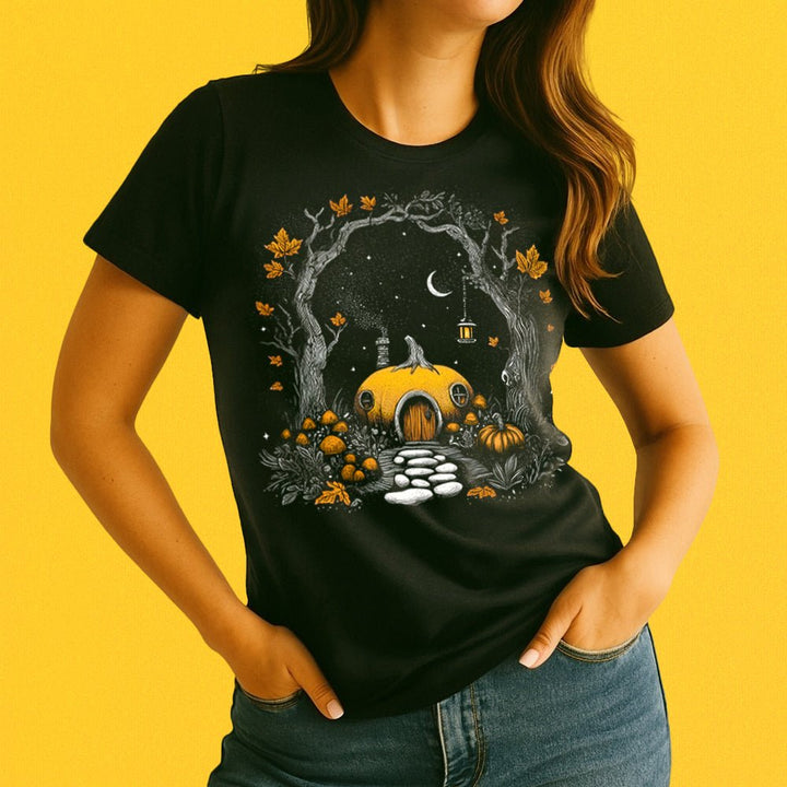 Forest Pumpkin House Crewneck T-Shirt - Loftipop