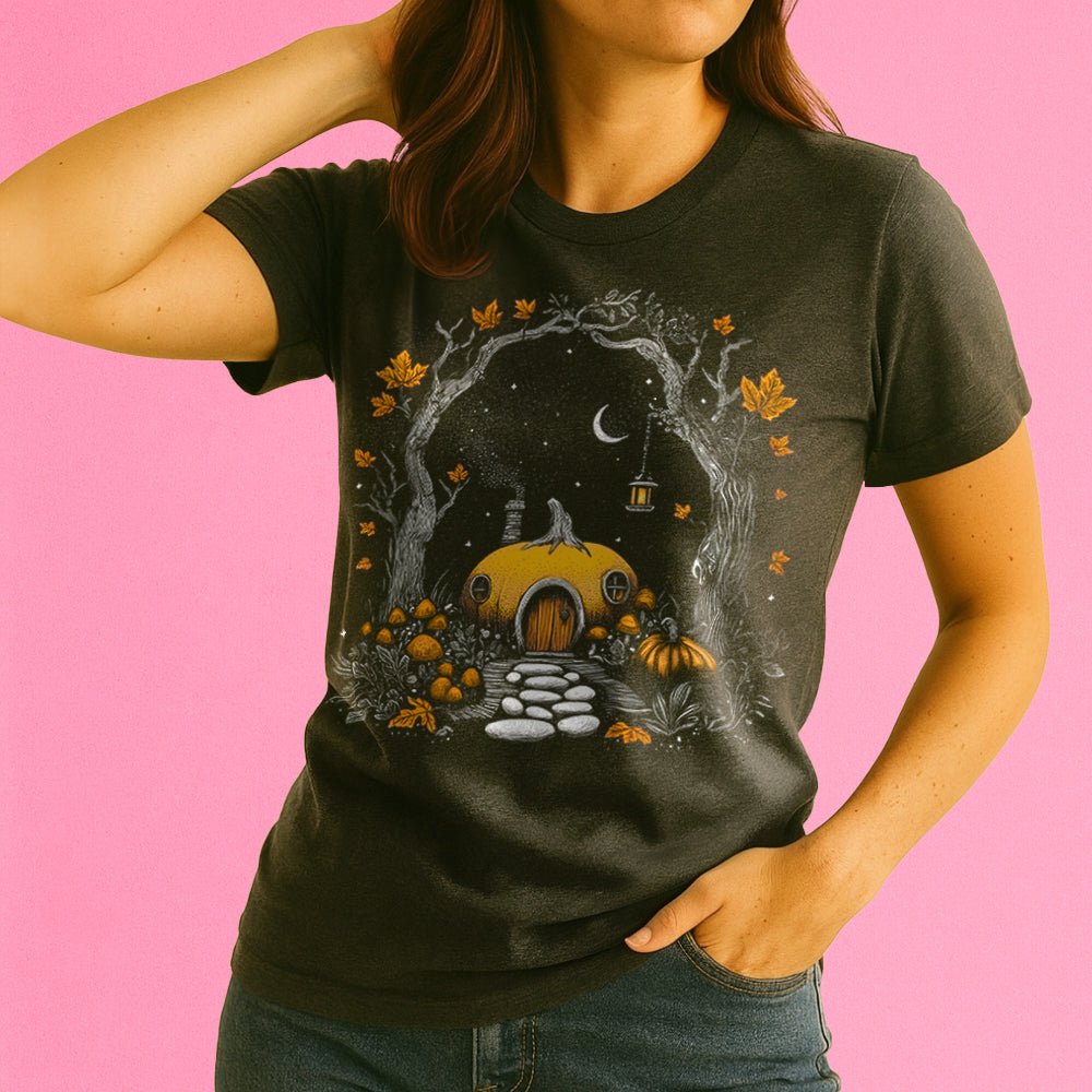 Forest Pumpkin House Crewneck T-Shirt - Loftipop