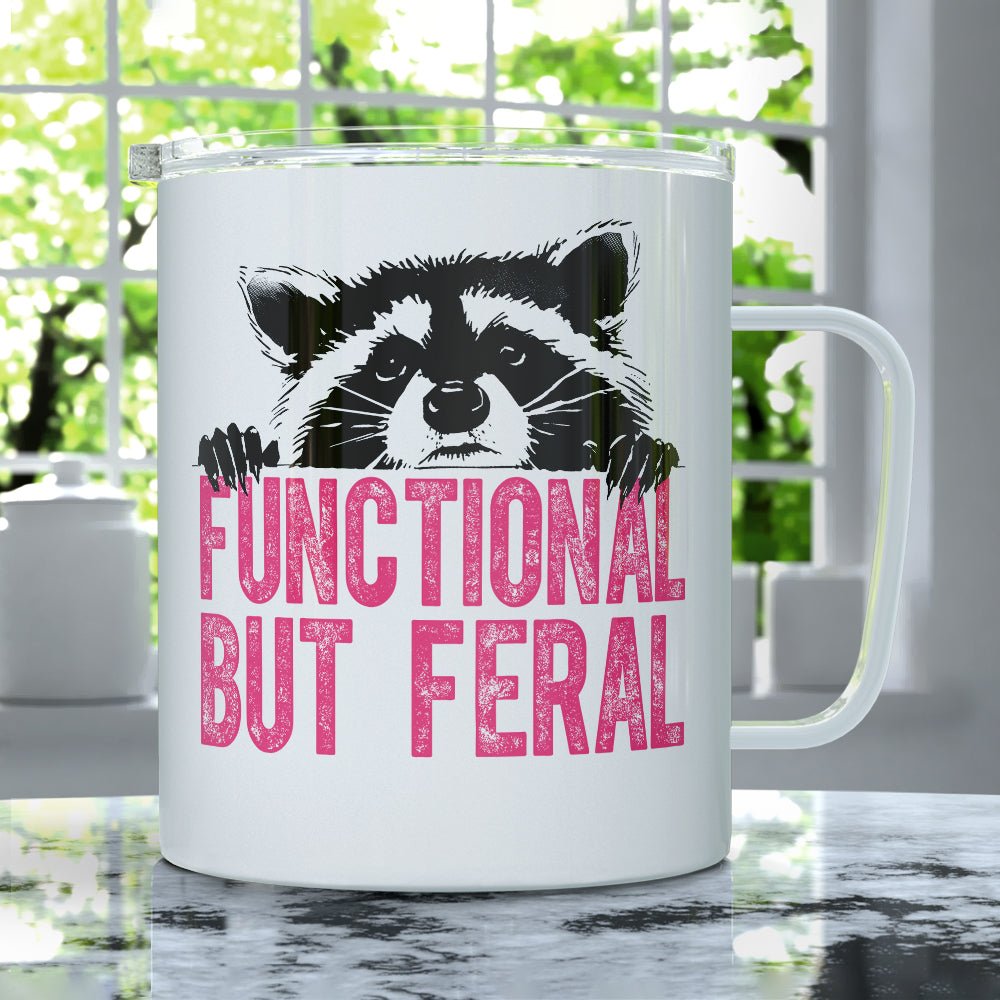 Functional But Feral Raccoon Insulated Travel Mug - Loftipop
