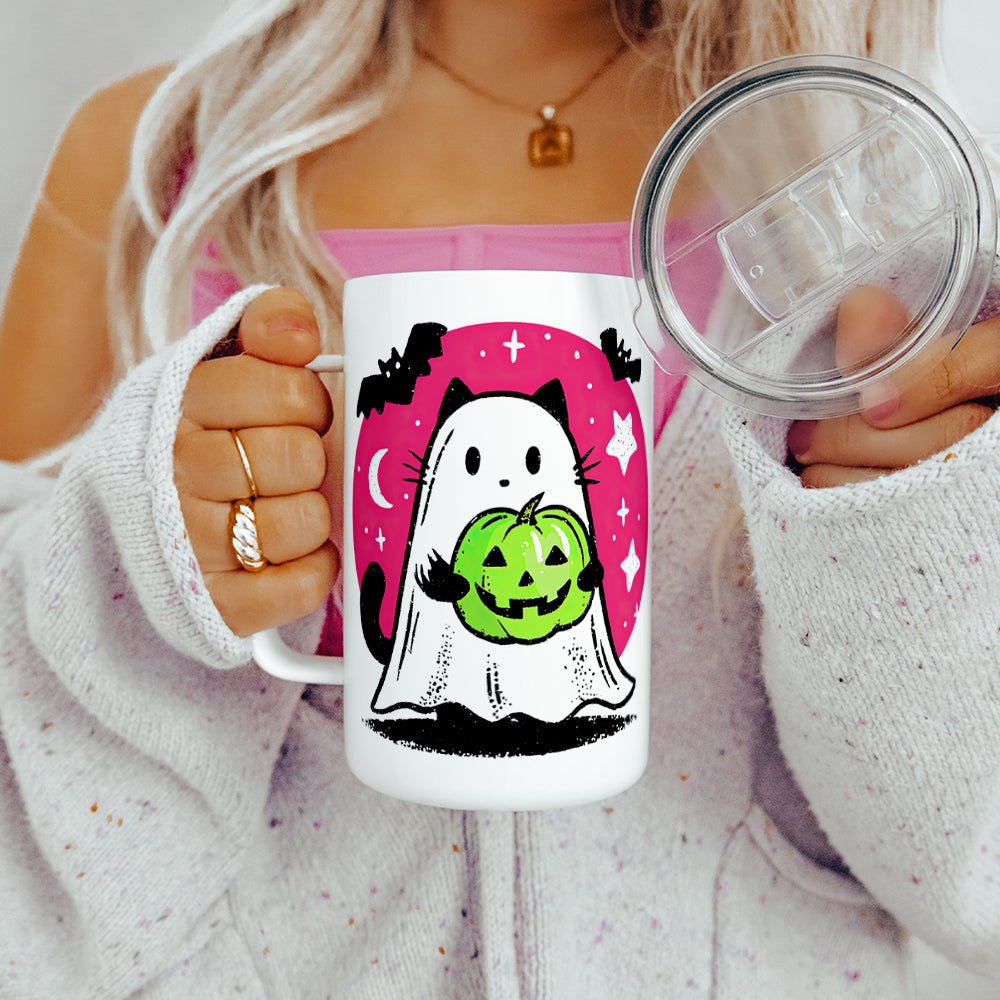 Ghost Kitty Insulated Travel Mug - Loftipop