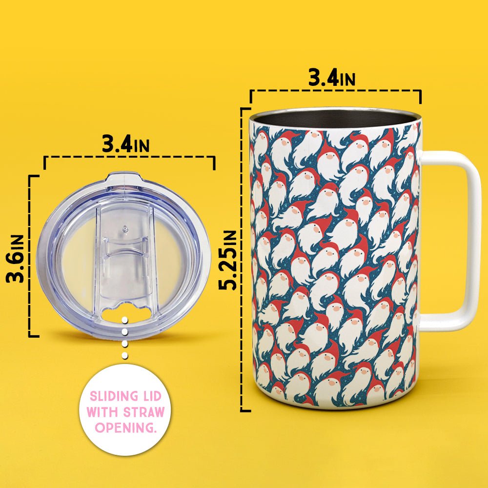 Gnome Santa Pattern Insulated Travel Mug - Loftipop
